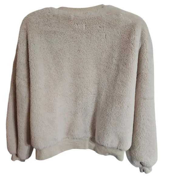 Wonder Nation Juniors XXL Sherpa Fleece Pullover Beige Cozy Lounge Sweatshirt - Picture 3 of 7